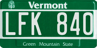 VT license plate LFK840