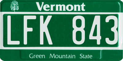 VT license plate LFK843