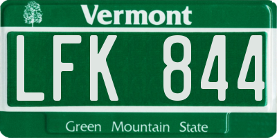 VT license plate LFK844