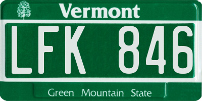 VT license plate LFK846