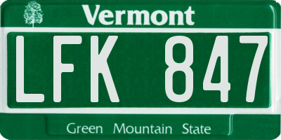 VT license plate LFK847