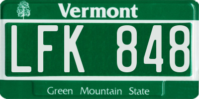 VT license plate LFK848