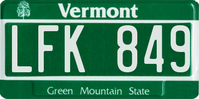 VT license plate LFK849