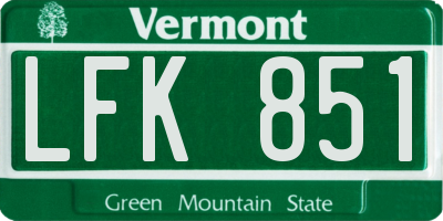 VT license plate LFK851
