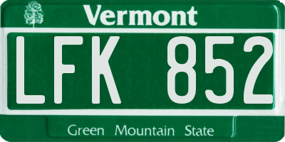 VT license plate LFK852