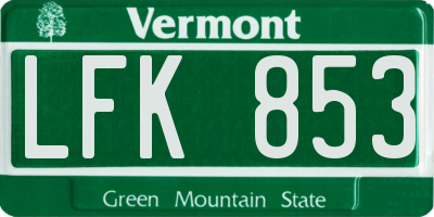 VT license plate LFK853