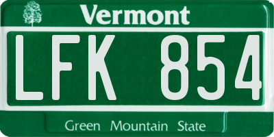 VT license plate LFK854