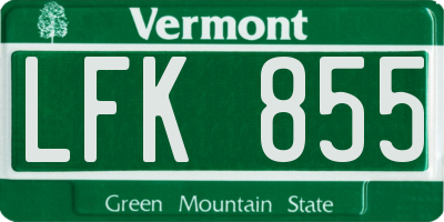 VT license plate LFK855