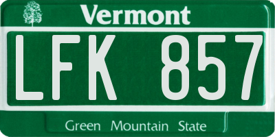VT license plate LFK857