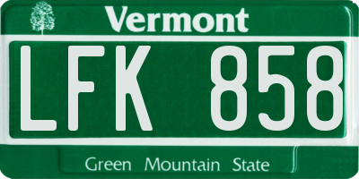 VT license plate LFK858