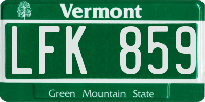 VT license plate LFK859