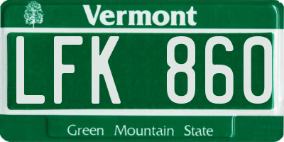 VT license plate LFK860