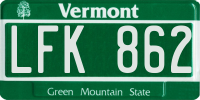 VT license plate LFK862