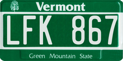 VT license plate LFK867