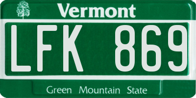 VT license plate LFK869