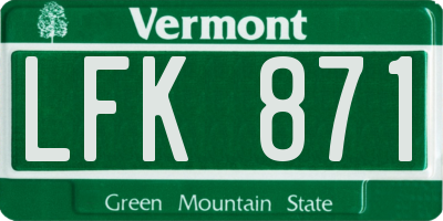 VT license plate LFK871