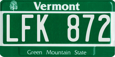 VT license plate LFK872