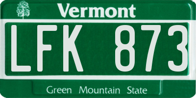 VT license plate LFK873
