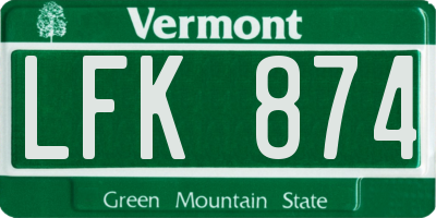 VT license plate LFK874