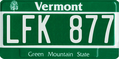 VT license plate LFK877