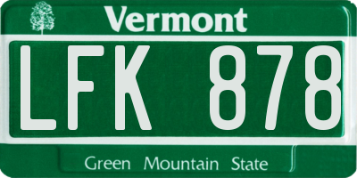 VT license plate LFK878