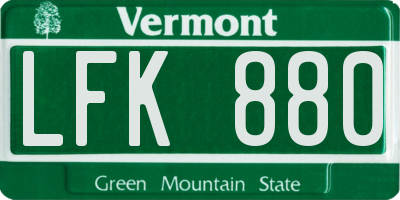 VT license plate LFK880