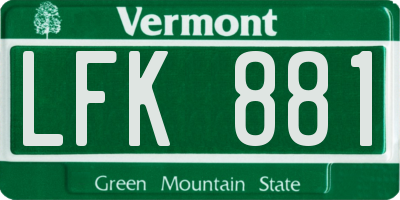 VT license plate LFK881