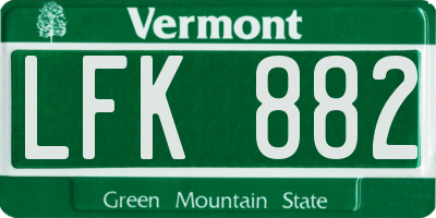VT license plate LFK882