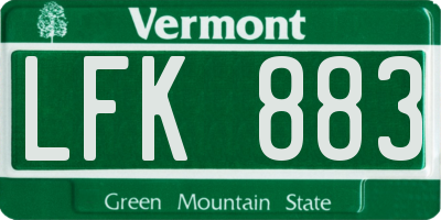 VT license plate LFK883