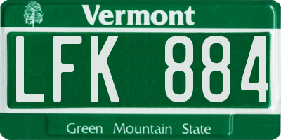 VT license plate LFK884