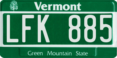 VT license plate LFK885