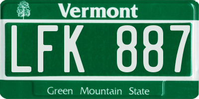 VT license plate LFK887