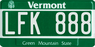VT license plate LFK888