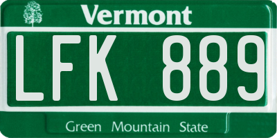 VT license plate LFK889