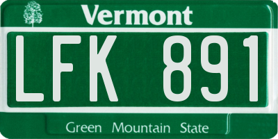 VT license plate LFK891