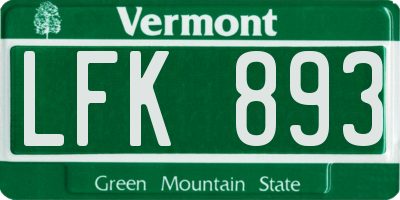 VT license plate LFK893