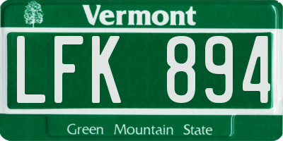 VT license plate LFK894