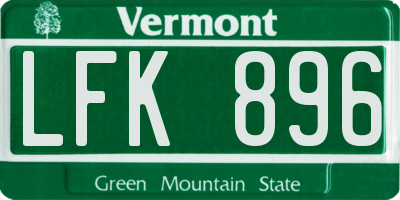 VT license plate LFK896