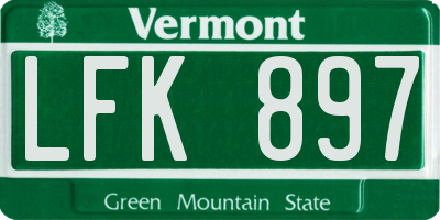 VT license plate LFK897