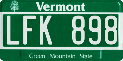 VT license plate LFK898