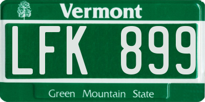 VT license plate LFK899