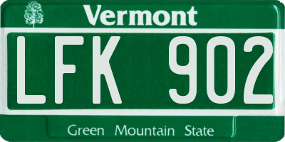 VT license plate LFK902