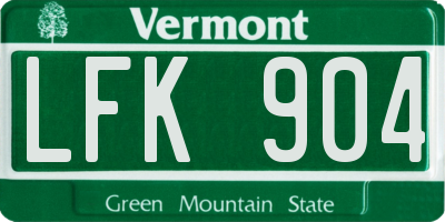 VT license plate LFK904