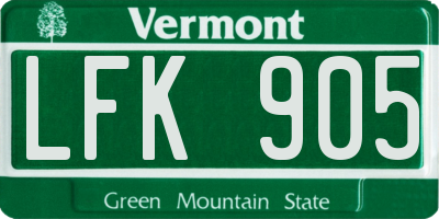 VT license plate LFK905