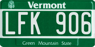 VT license plate LFK906