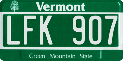 VT license plate LFK907