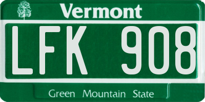 VT license plate LFK908