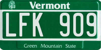 VT license plate LFK909