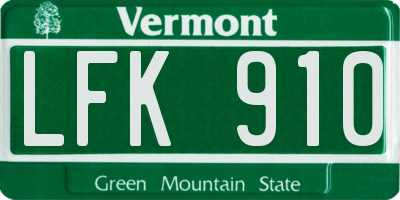 VT license plate LFK910