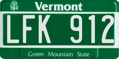 VT license plate LFK912